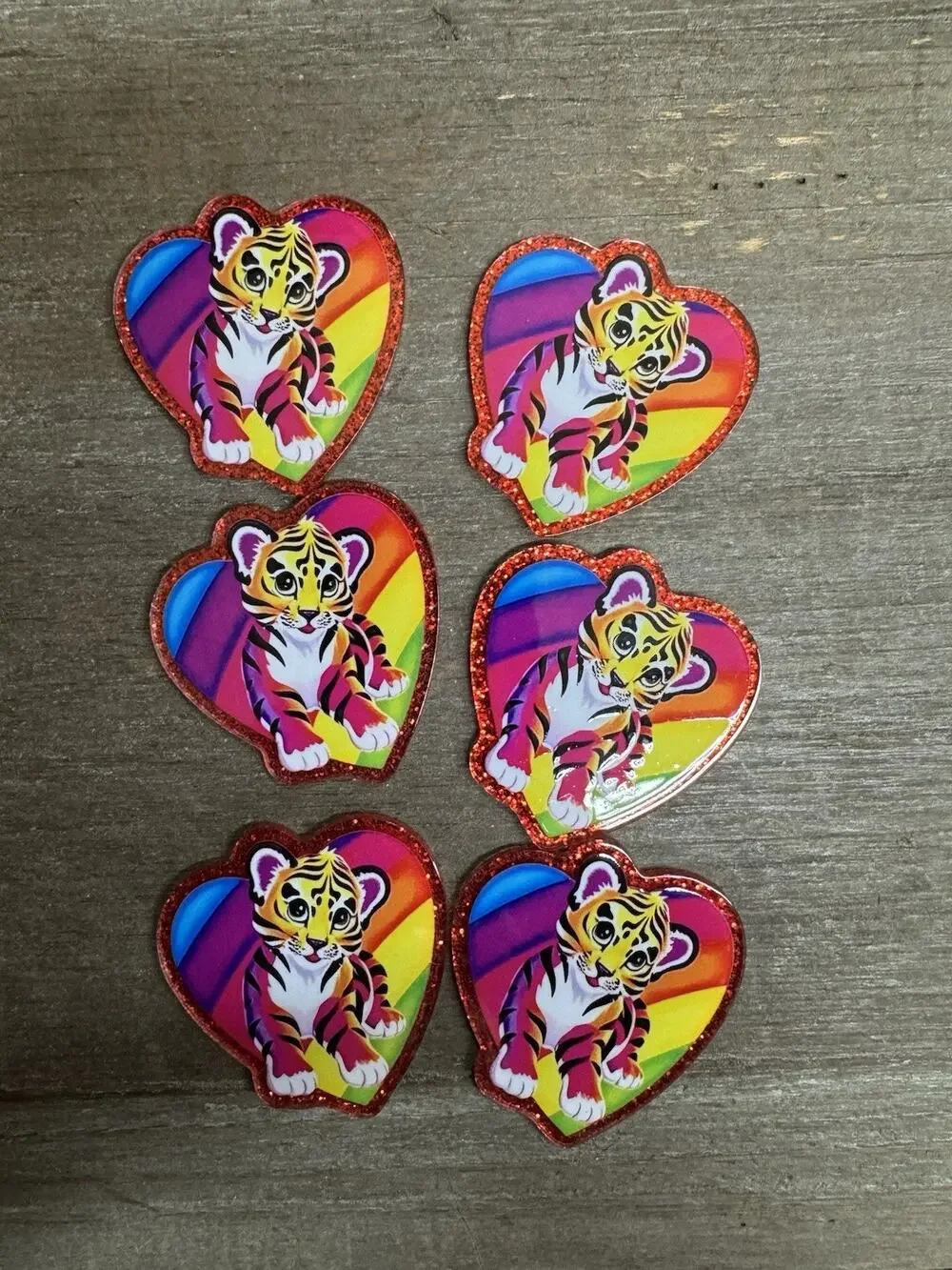 6 Pc Lisa Frank Tiger Acrylic Flatbacks